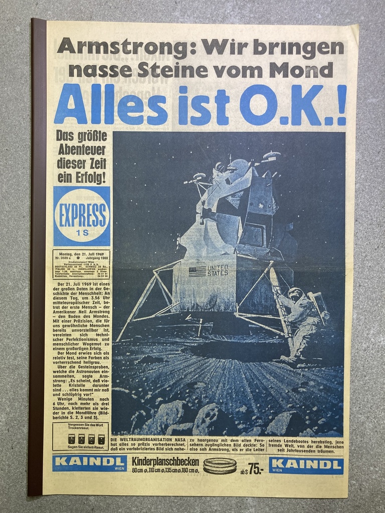 History Zeitung: 1. Mondlandung Express vom 21. Juli 1969 – Abendausgabe (blau)